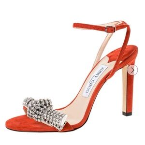 Jimmy Choo Orange Suede Heels with Embellishments